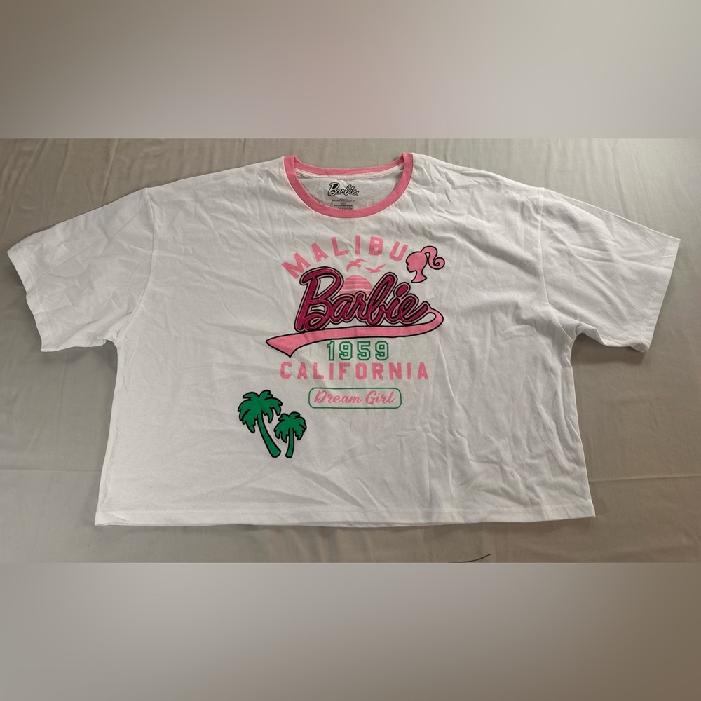 Malibu Barbie Logo Women Graphic T-Shirt short sleeve cropped relaxed fit